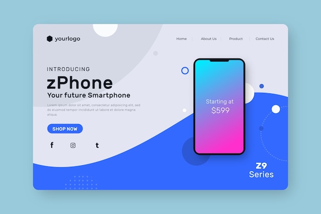 Vector landing page with smartphone