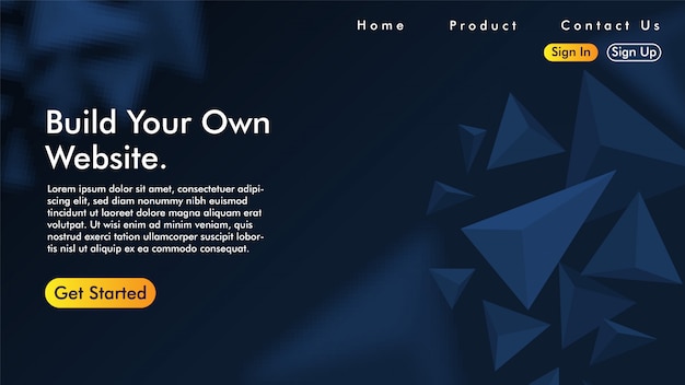 Vector landing page with triangle