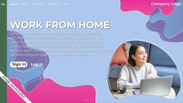 Vector landing page work from home dynamic colorful abstract background