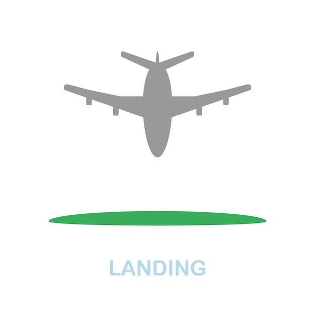 Landing plat pictogram Gekleurd element teken van luchthaven collectie Flat Landing pictogram teken voor webdesign infographics en meer