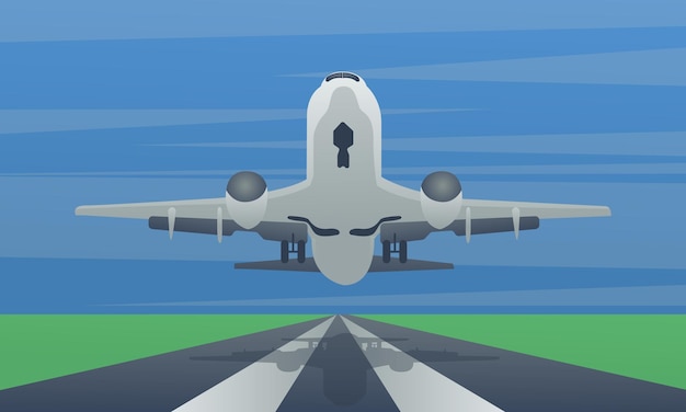 Векторная иллюстрация посадки или взлета самолета