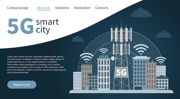 Landingspagina 5g innovatieve slimme stad.