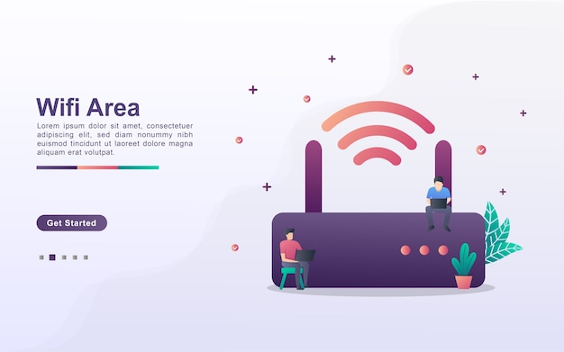 Vector landingspagina sjabloon van wifi-gebied