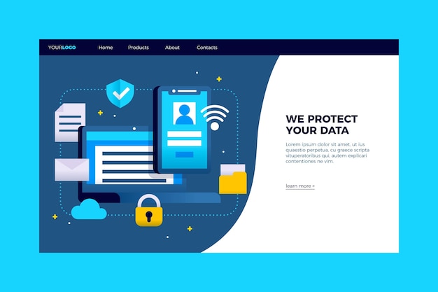 Vector landingspagina voor gegevensbescherming