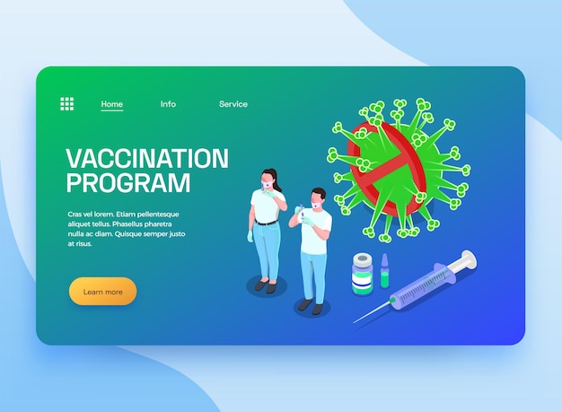 Landingspagina voor vaccinatie isometrische website