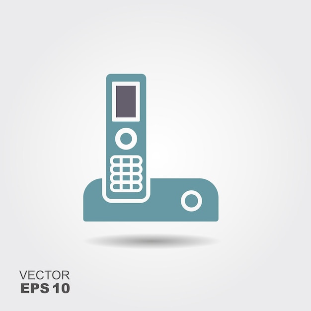 Landline Icon in flat style isolated on grey background