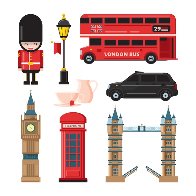 Vector landmarks and different culture objects of london