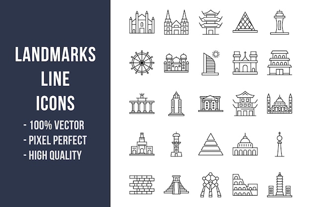 Landmarks Line Icons