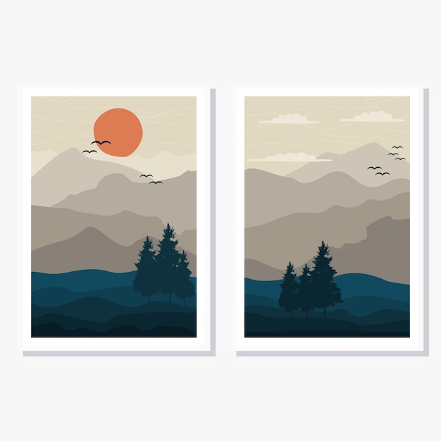 landscape art vector template. flat abstract background graphic illustration in contemporary style.