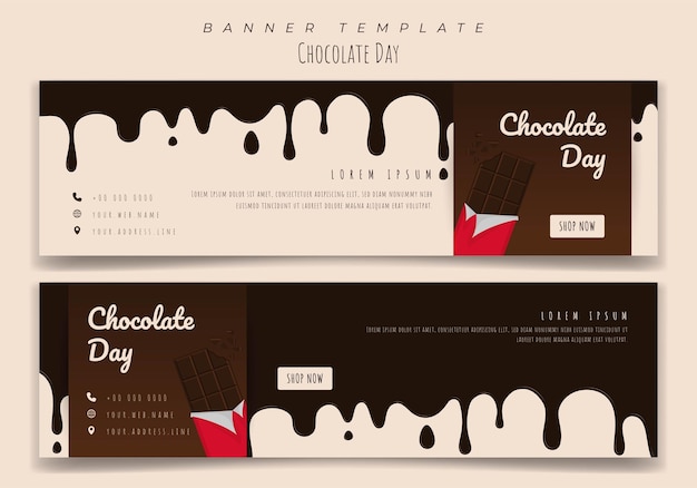 Vector landscape banner template with chocolate for chocolate day design