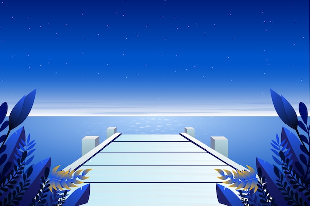 landscape of blue sky and sea at the bridge background