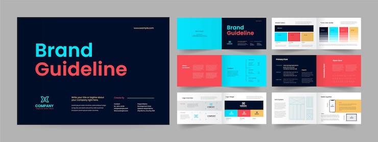 Vector landscape brand guidelines template design and brand overview layout design