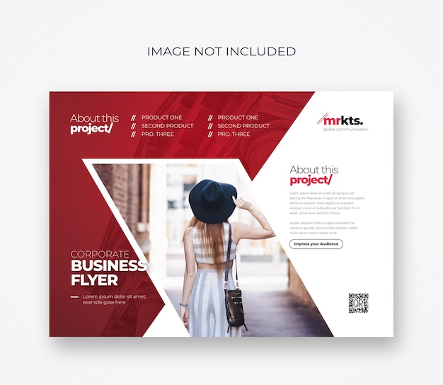 Landscape business flyer with red accent