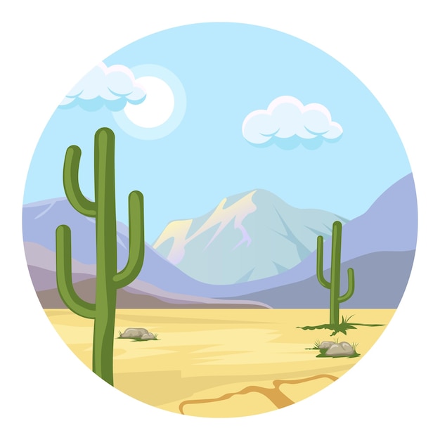 Vettore bella illustrazione della natura del cactus del paesaggio