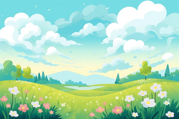 Landscape Cartoon Clouds Illustration