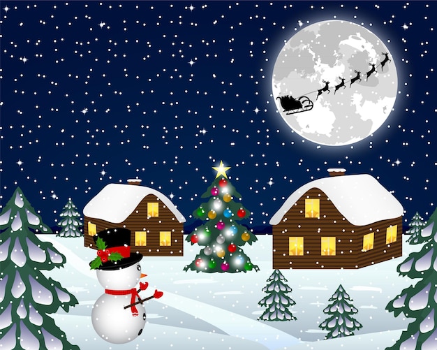 Landscape in the Christmas night