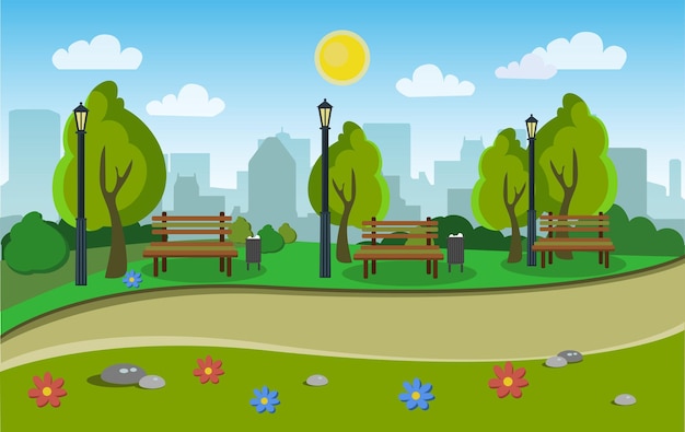 Landscape of the city park vector illustration