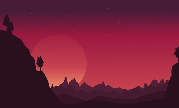 Landscape of cliff silhouettes collection