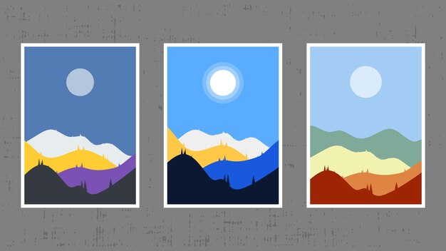 Vector landscape covers template for wall art flat design