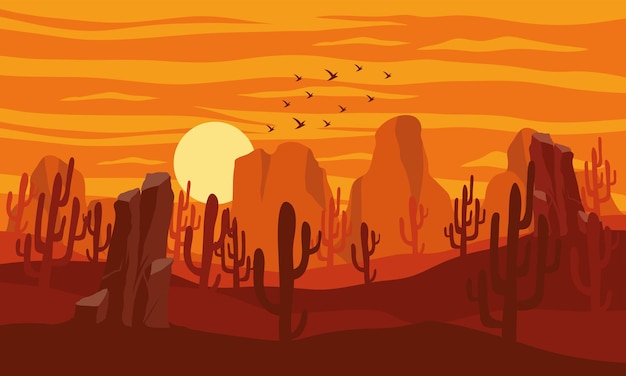 Vector landscape desert mountains