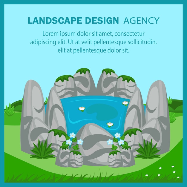 Landscape design flat vector banner template.