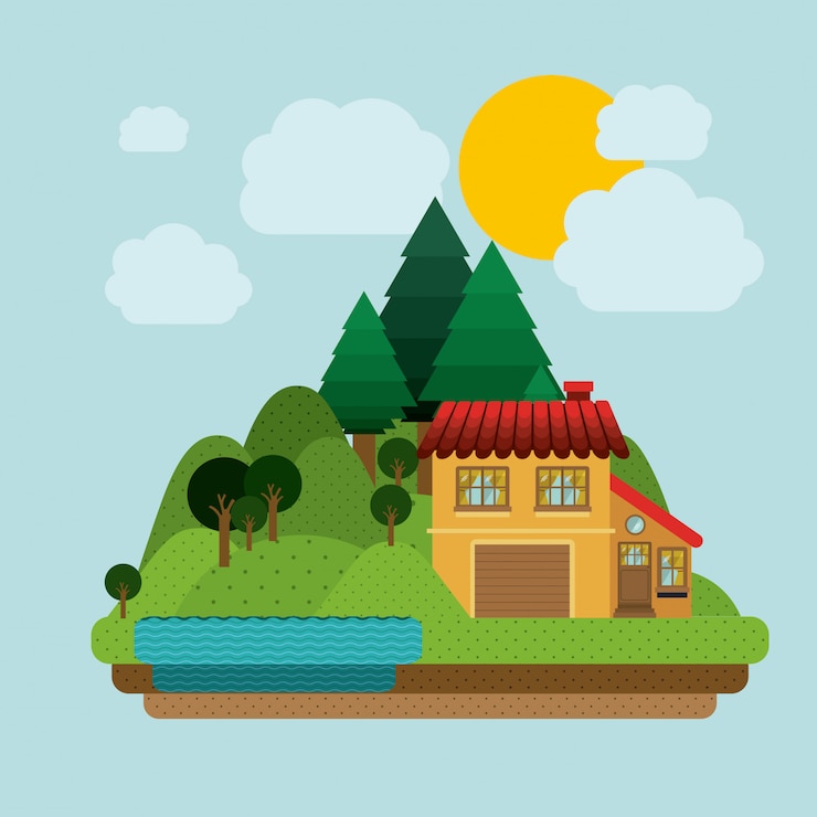 Vector landscape design, vector illustration.