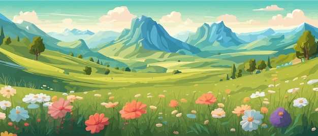 The landscape in different places is rich and magnificent vector background illustration panorama of