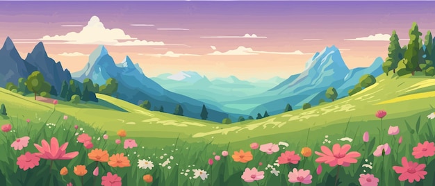 The landscape in different places is rich and magnificent vector background illustration panorama of