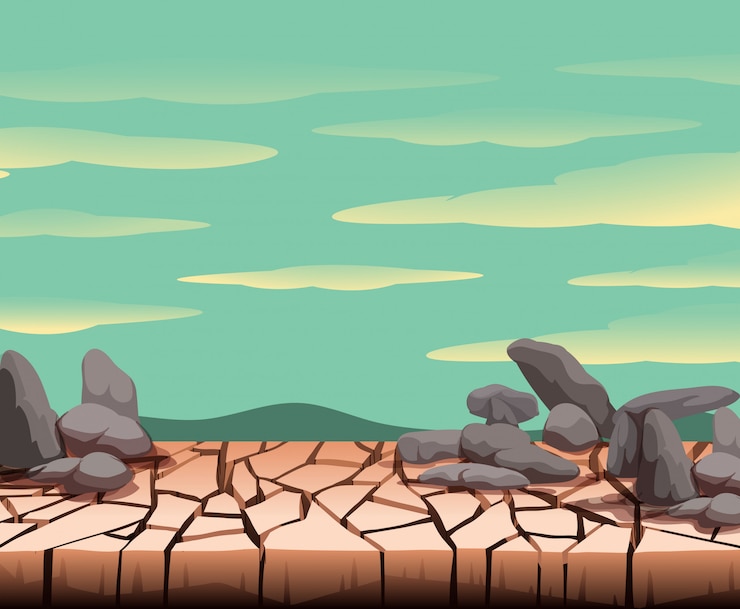 Vector landscape of dry cracked ground