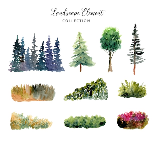 landscape element watercolor collection