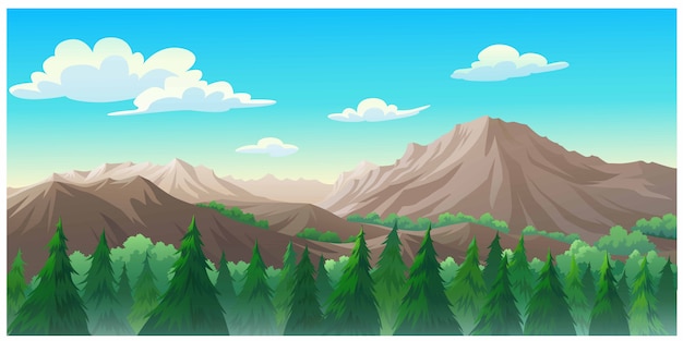 Vector landscape forest daytime so beautiful.