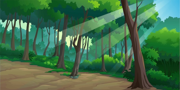 Vector landscape forest daytime