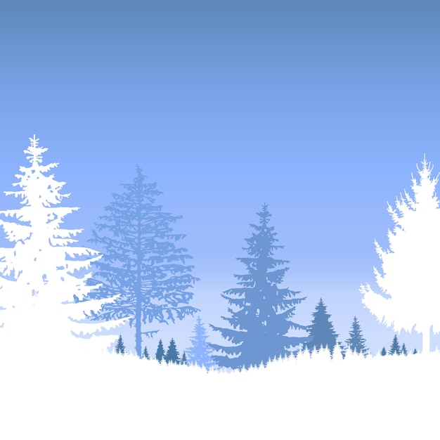 Vector landscape forest winter