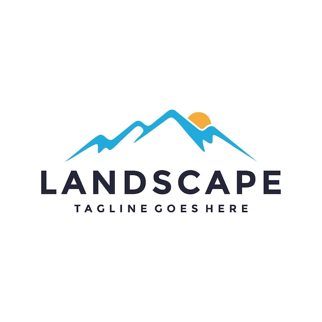 landscape hills mountain logo design vector template