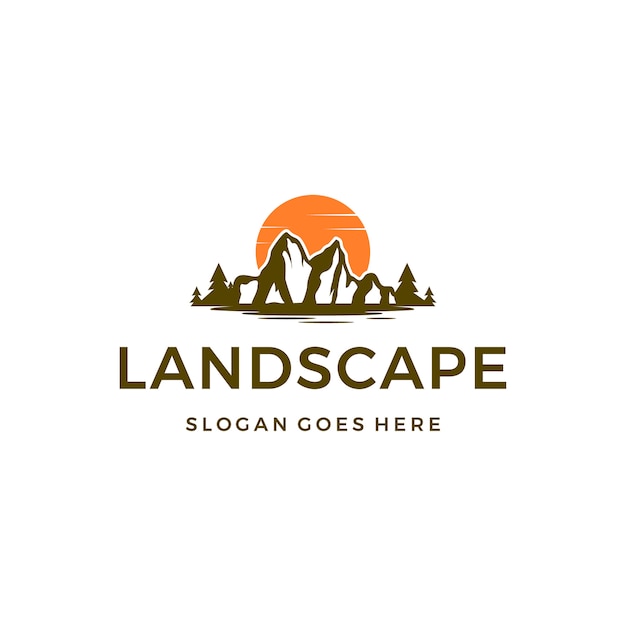 Vector landscape , iceberg, mountain, sunset logo design