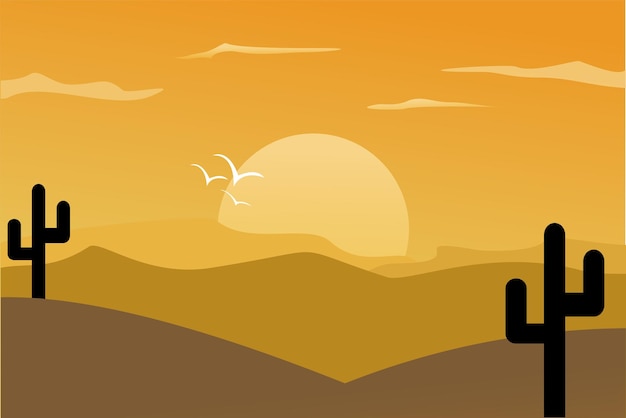 Vector landscape illustration desert vibes