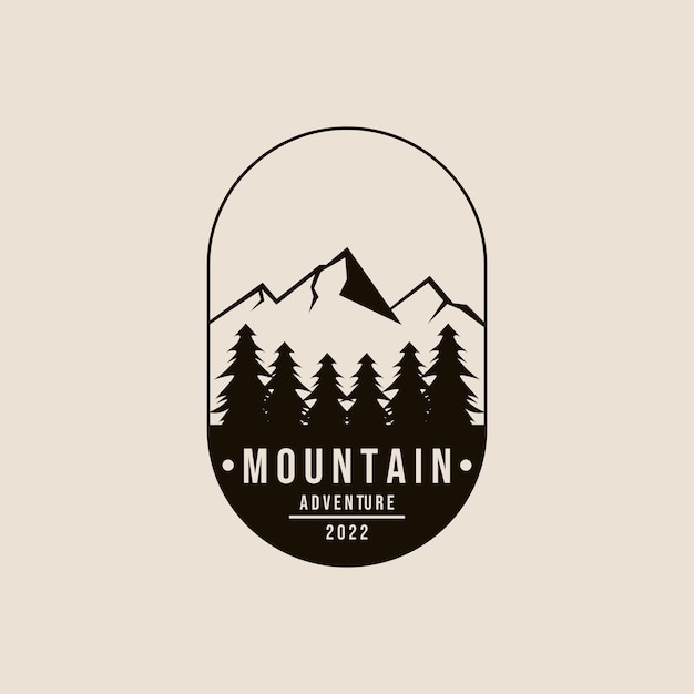 Premium Vector | Landscape line art logo icon and symbol with emblem ...