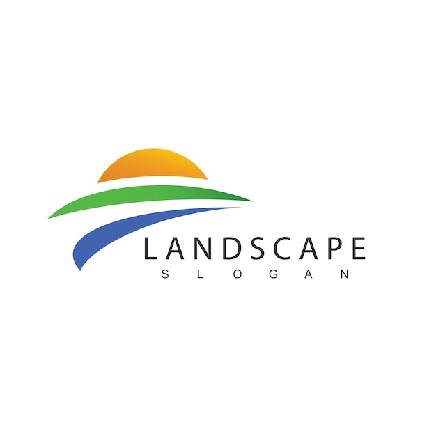 Landscape Logo Design Template Suitable For Farm Hotel And Travel Company Icon