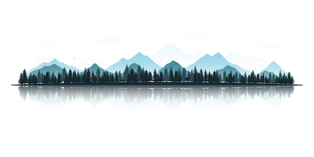 Vector landscape mountain forest and lake.