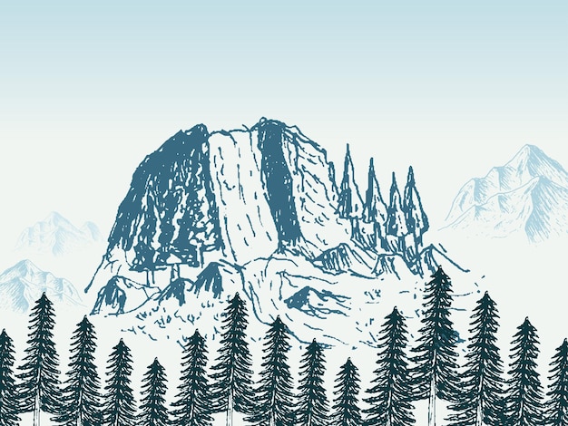 Landscape mountain poster design template