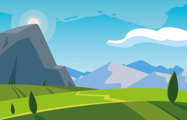 Landscape mountainous scene icon icon ilustrate