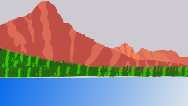 Пейзаж гор и озер Естественные фоновые изображения векторная иллюстрация пейзажа озера