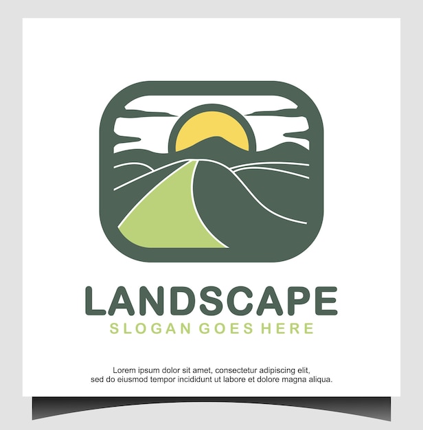 Landscape mountains logo template