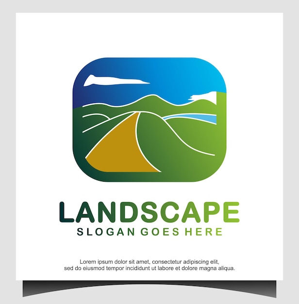 Landscape mountains logo template