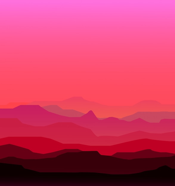 Landscape. mountains, sunset