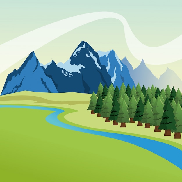 Premium Vector | Landscape of mountains