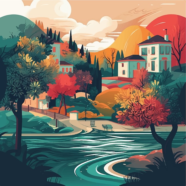 Landscape nature and travel illustration