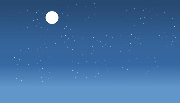 Landscape night sky with moon vector illustration