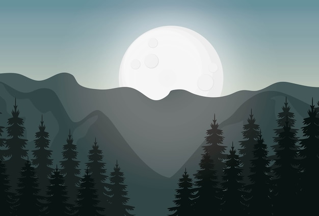 Vector landscape in the night