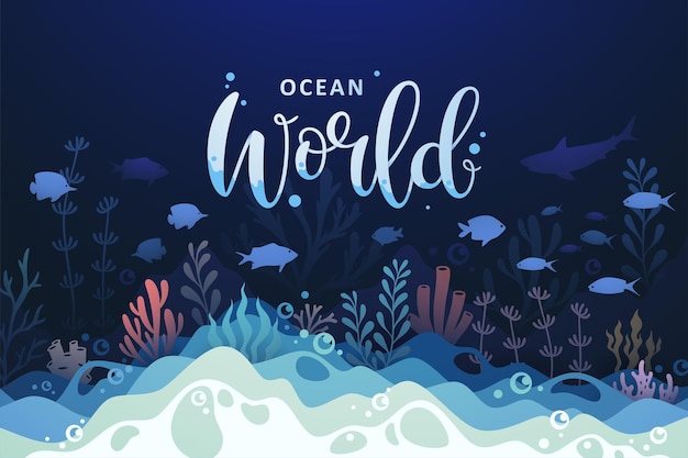 Paesaggio dell'illustrazione del mondo sottomarino degli oceani